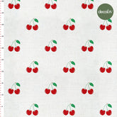 Cherry White Background Patterned Digital Printed Fabric